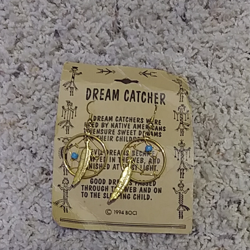 Real gold dream catcher earrings